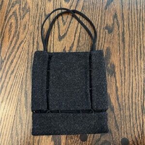 Elegant Black Prada Wool Tote Bag